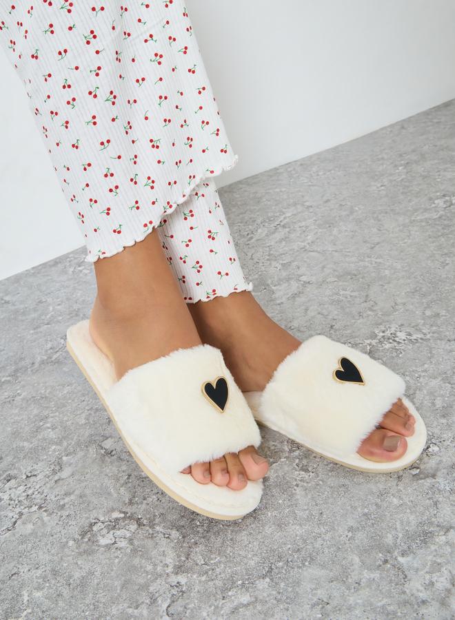 Styli Women Off White Fuzzy Bedroom Slippers - Image 2